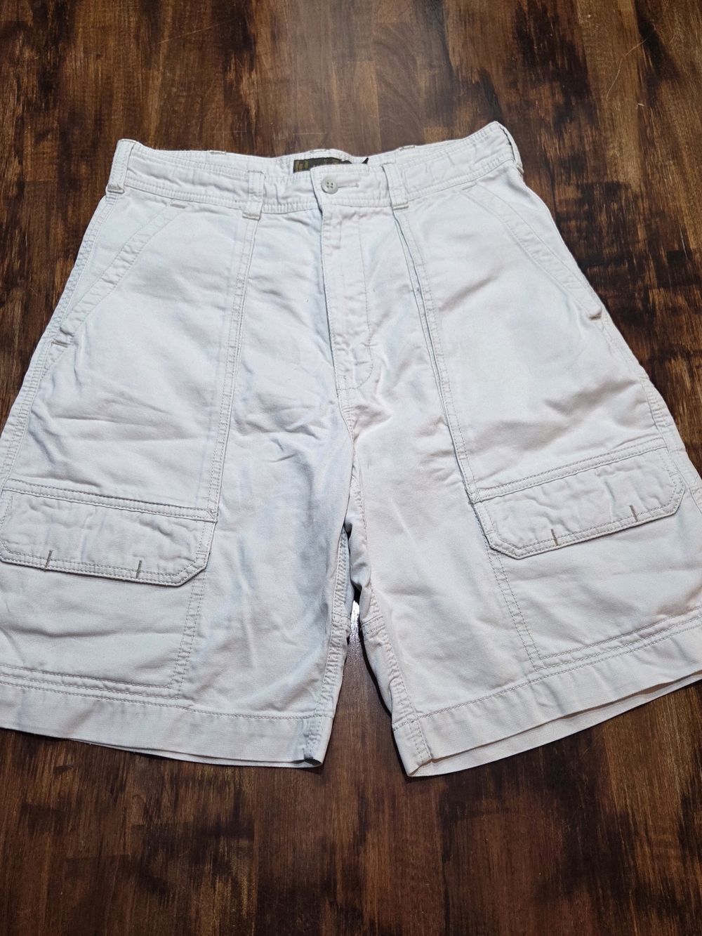 American Eagle Cargo Shorts Men's 30 Beige 6 Pockets Hidden Buttons Waist 30"